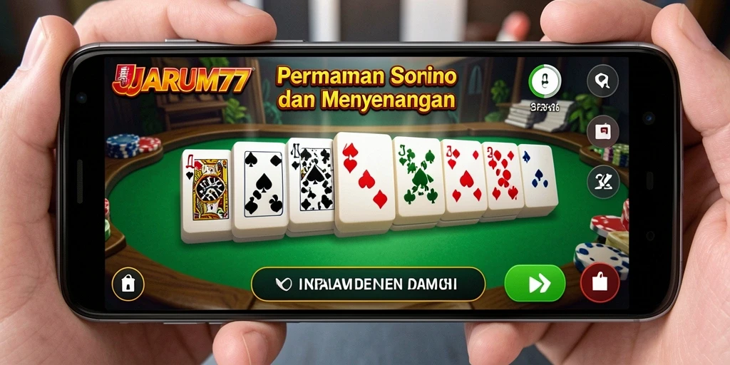 Tampilan gameplay seru dalam JARUM77 saat bermain Domino.