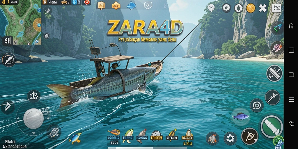 Tampilan gameplay ZARA4D yang menampilkan aksi memancing yang seru.